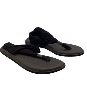 SANUK Womens Black Yoga Sling 2 Cheetah Sandals Size 10